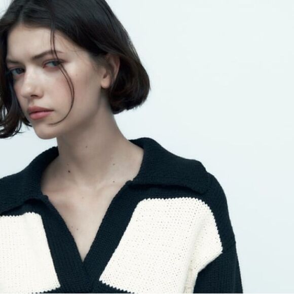 Zara Knit Polo Striped Sweater New - Picture 8 of 10